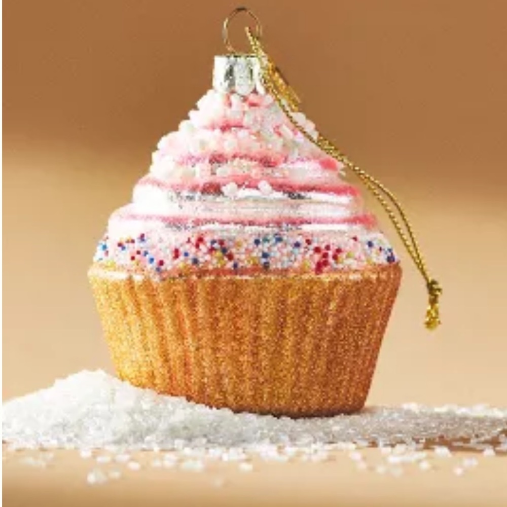 Glass cupcake ornament